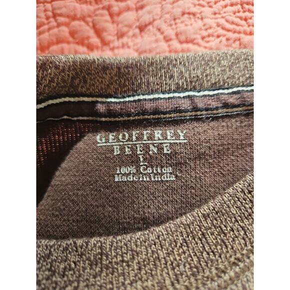 Geoffrey Beene Sweater Mens L Brown Textured Knit Ribbed Trim Long Sleeve - Picture 5 of 5